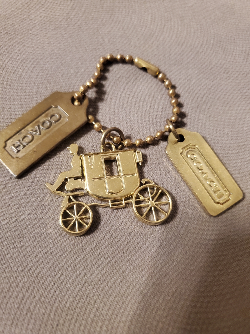 Vintage Coach Gold Tone Carriage Key & Tag Charm for Bags Womens
